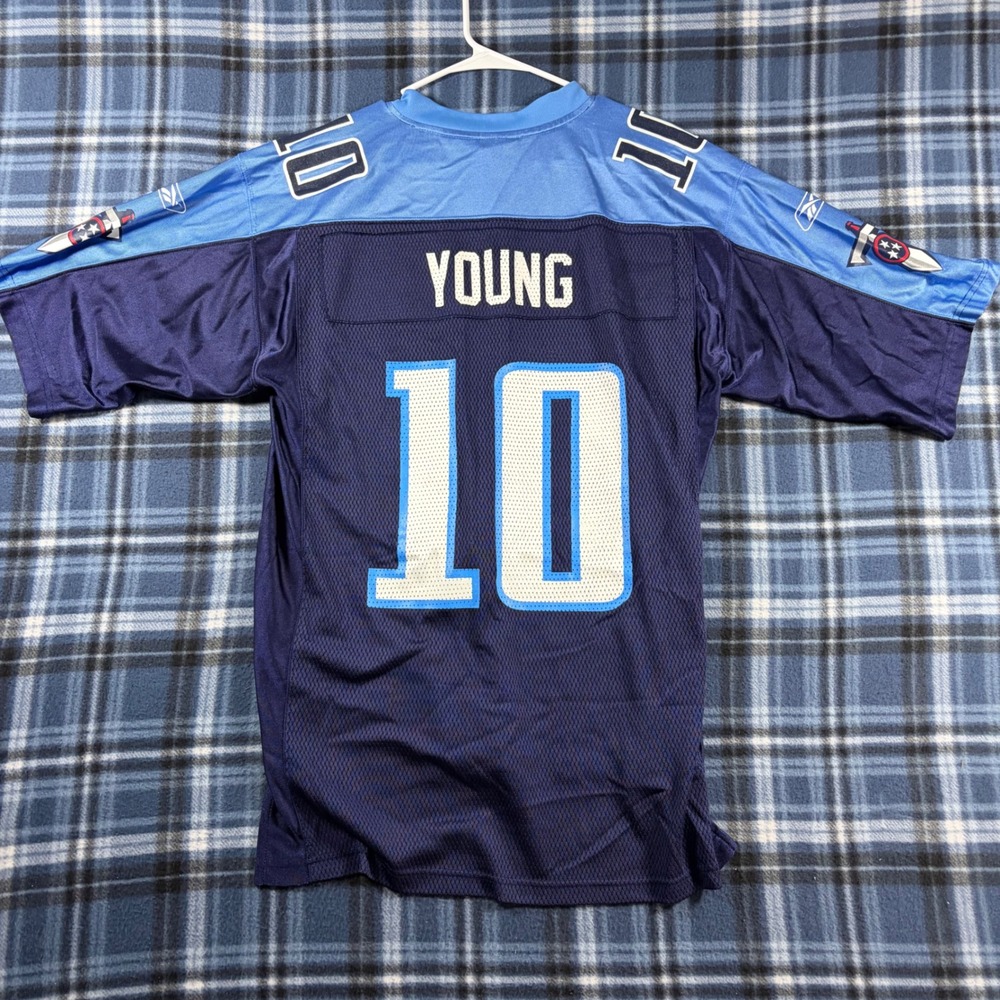 Reebok Vince Young Tennessee Titans NFL Jersey Navy Blue 10 Mens Medium 7009A 06